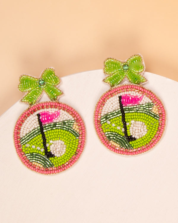 Norah Golf Theme Hole In One Beaded Post Earrings