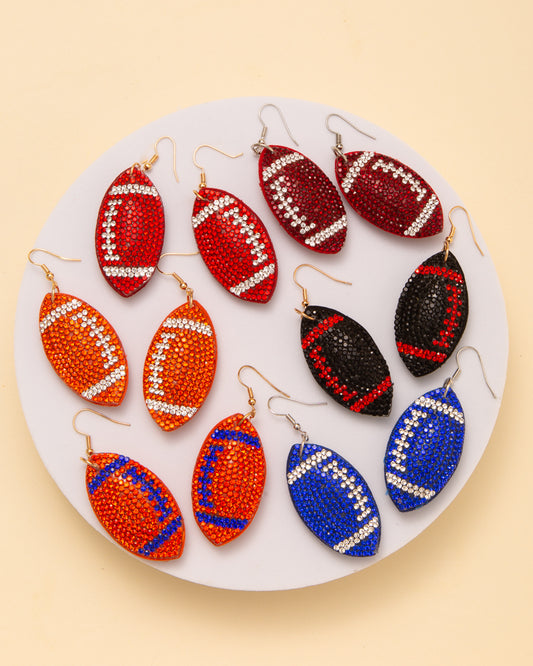 Adriana Two-Tone Rhinestone Pave Football Dangle Earrings