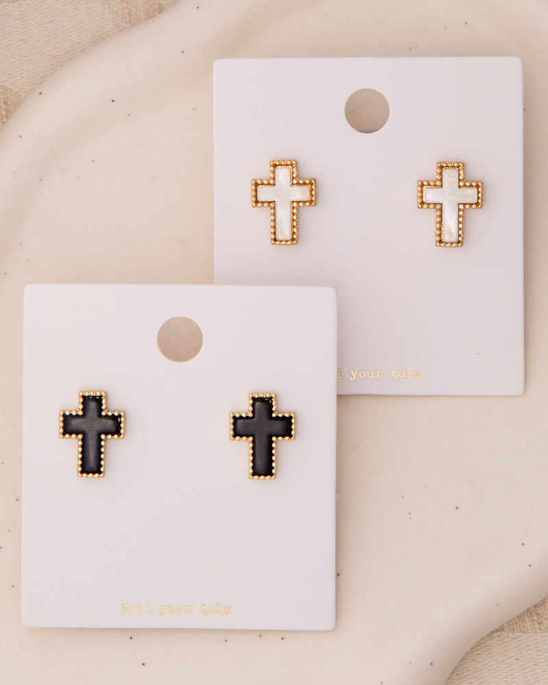 Analeia  Pearlescent Enamel Inlay Cross Post