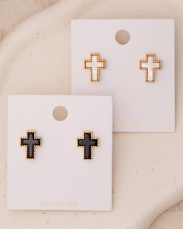 Analeia  Pearlescent Enamel Inlay Cross Post