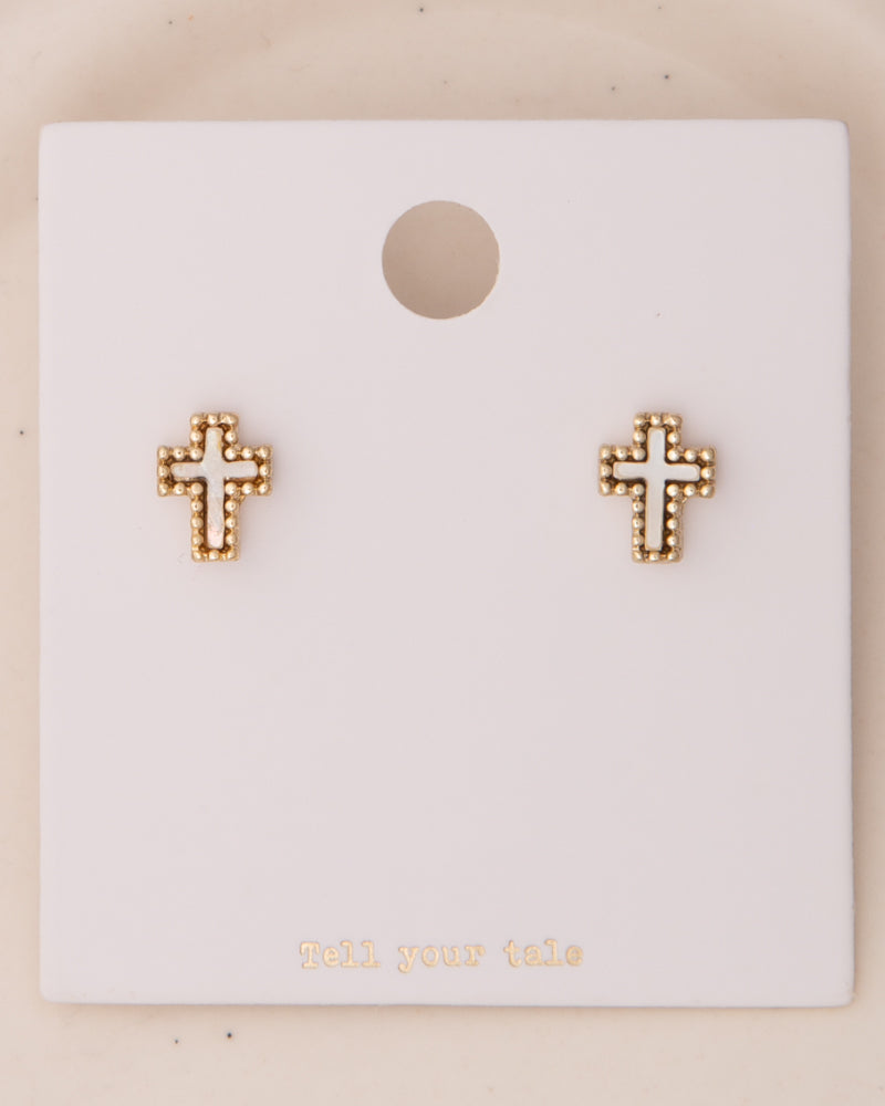 Jayleen Pearlescent Enamel Inlay Cross Post Earrings