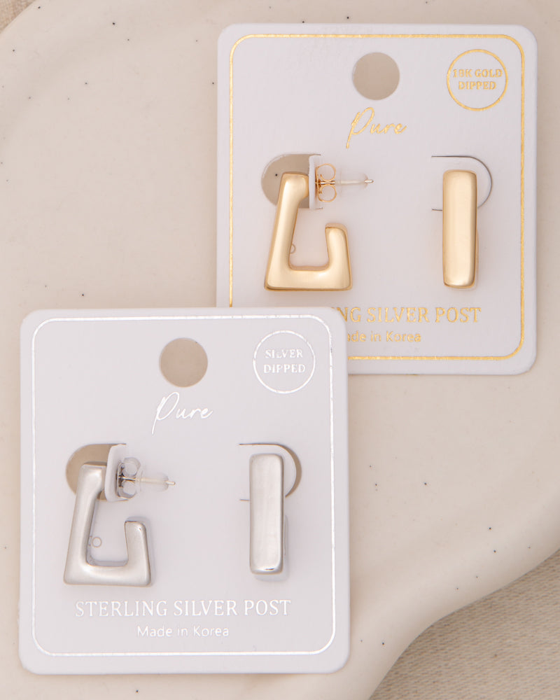 Allyson Polished Open Square Hoop Post Earrings