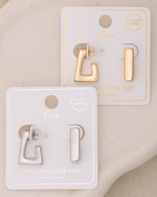 Allyson Polished Open Square Hoop Post Earrings