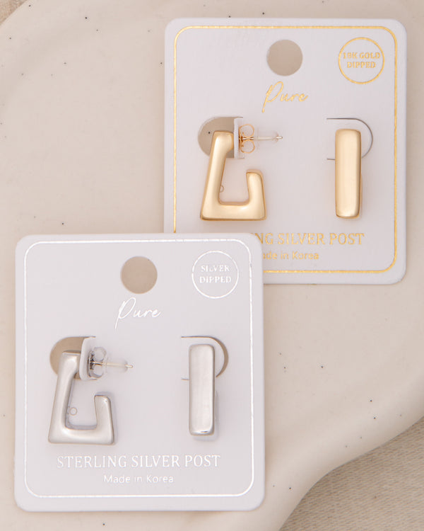Allyson Polished Open Square Hoop Post Earrings