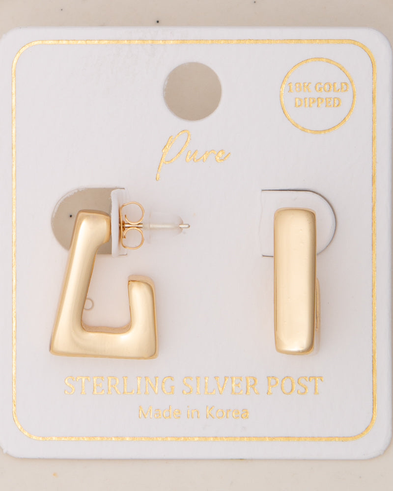 Allyson Polished Open Square Hoop Post Earrings | Gold
