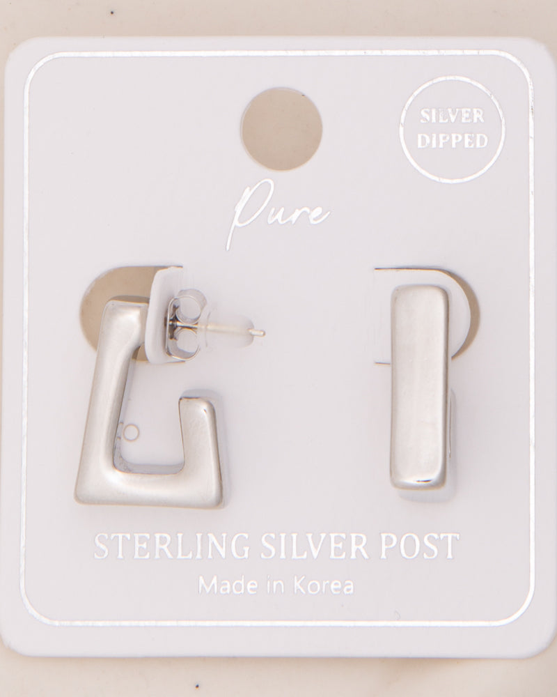 Allyson Polished Open Square Hoop Post Earrings