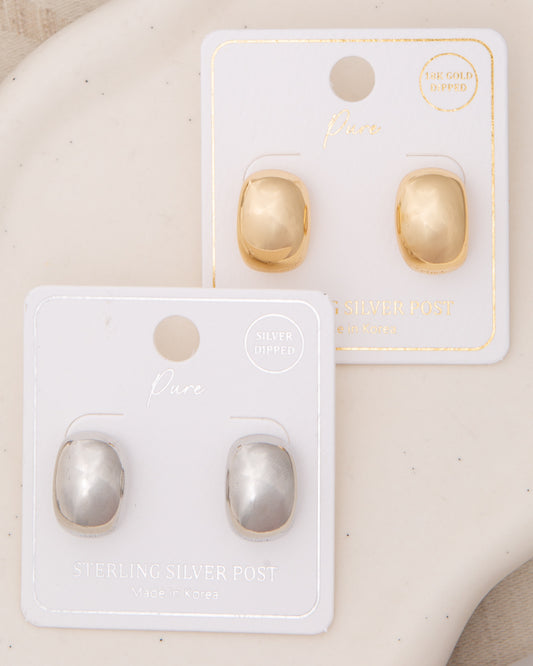 Ensley Polished Crescent Huggie Hoop Earrings