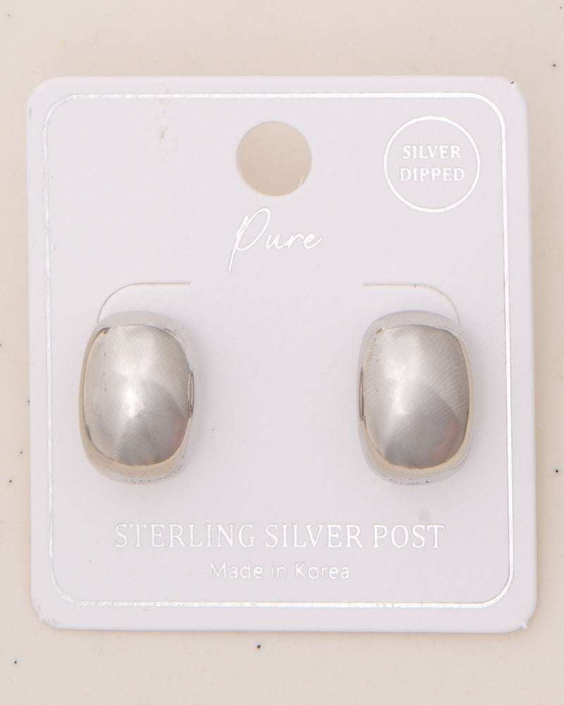 Ensley Polished Crescent Huggie Hoop Earrings | Silver
