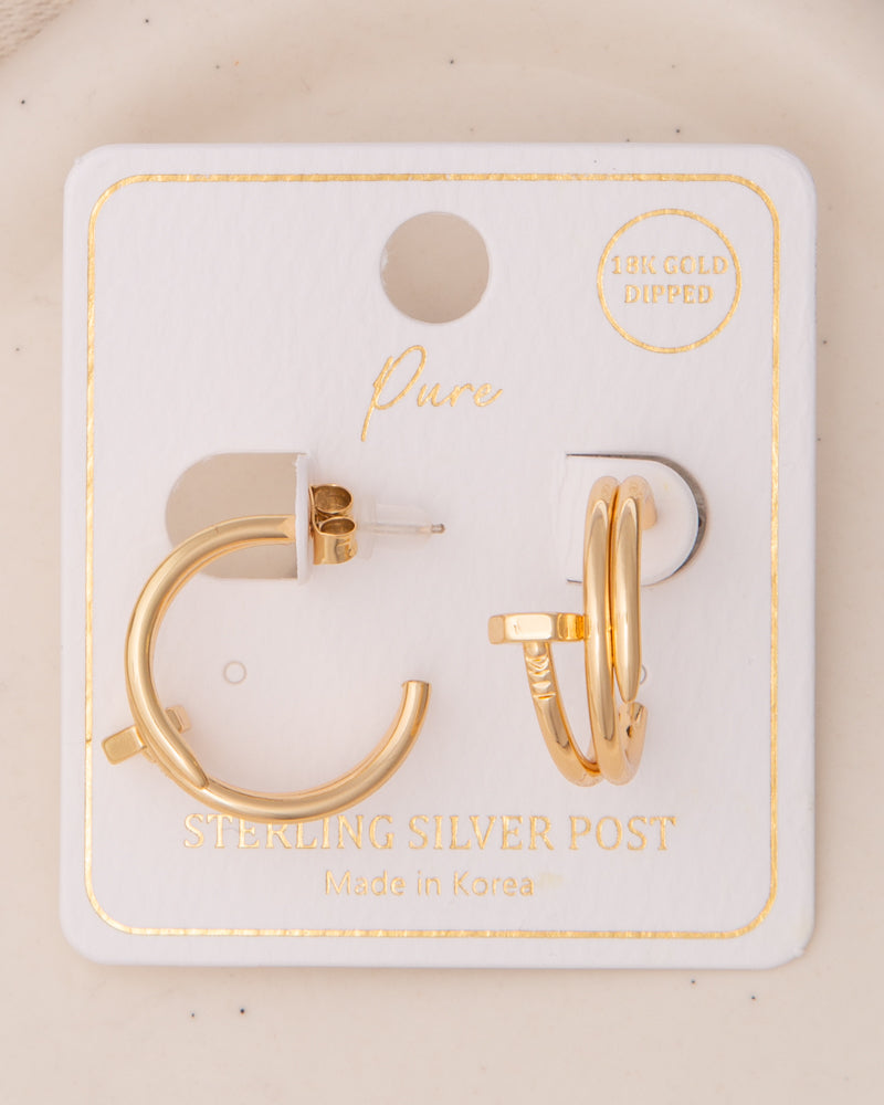 Zoya Polished Lugged Open Hoop Post Earrings
