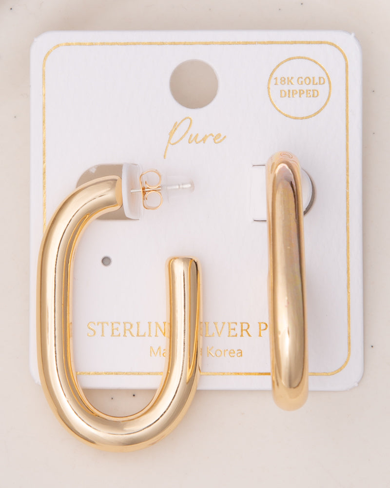 Naya Oval Hoop Push-Back Earrings | Gold