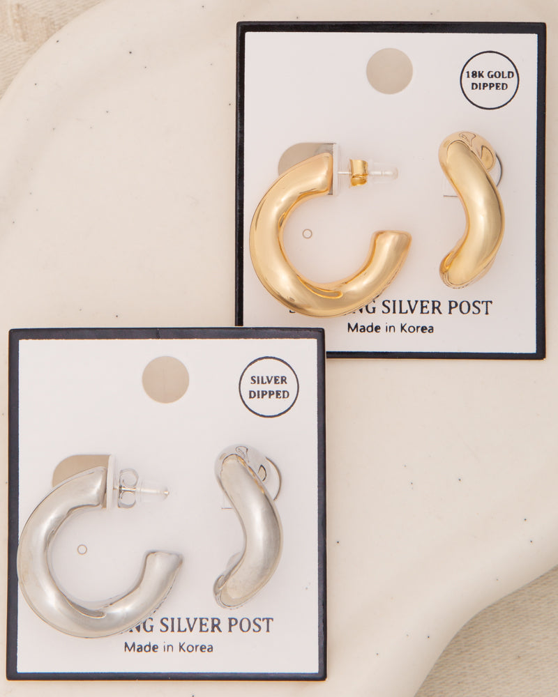 Aspyn Polished Tubed C-Hoop Post Earrings