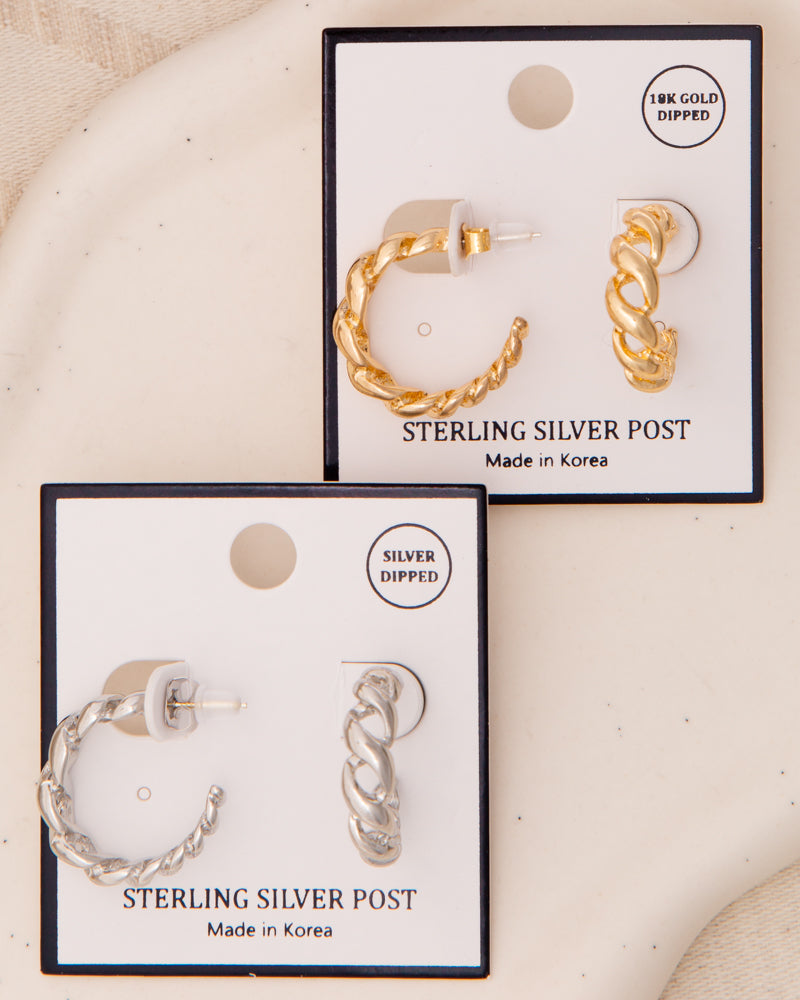 Lilia Polished Twisted C-Hoop Post Earrings