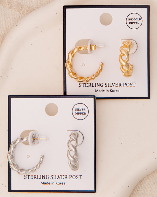 Lilia Polished Twisted C-Hoop Post Earrings