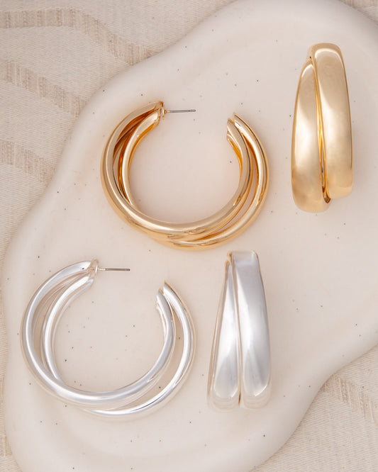 Abby Polished Crossover Post C-Hoop Earrings