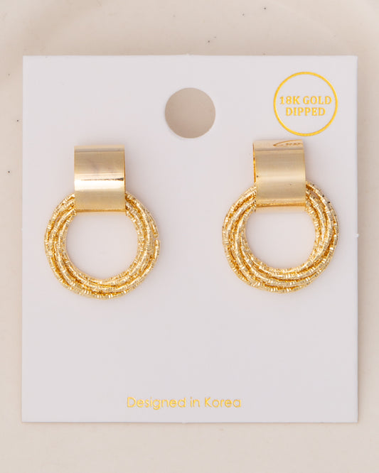 Luisa Layered Hoop Post Earrings in 18K Yellow Gold Plating