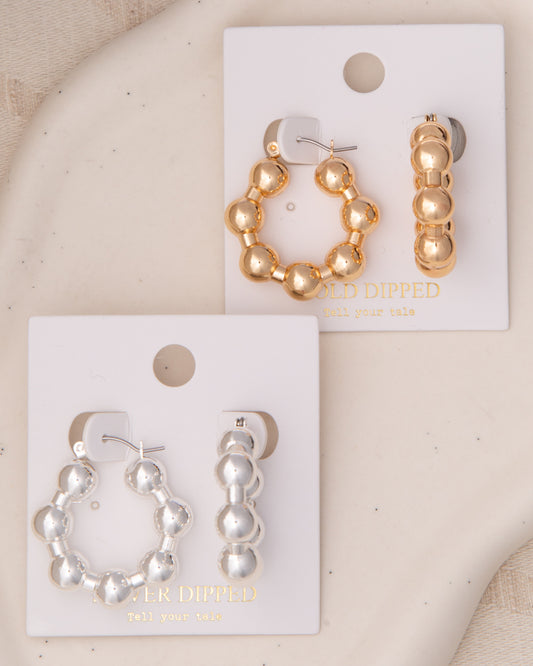 Valentina Beaded Ball Latch Back Hoop Earrings