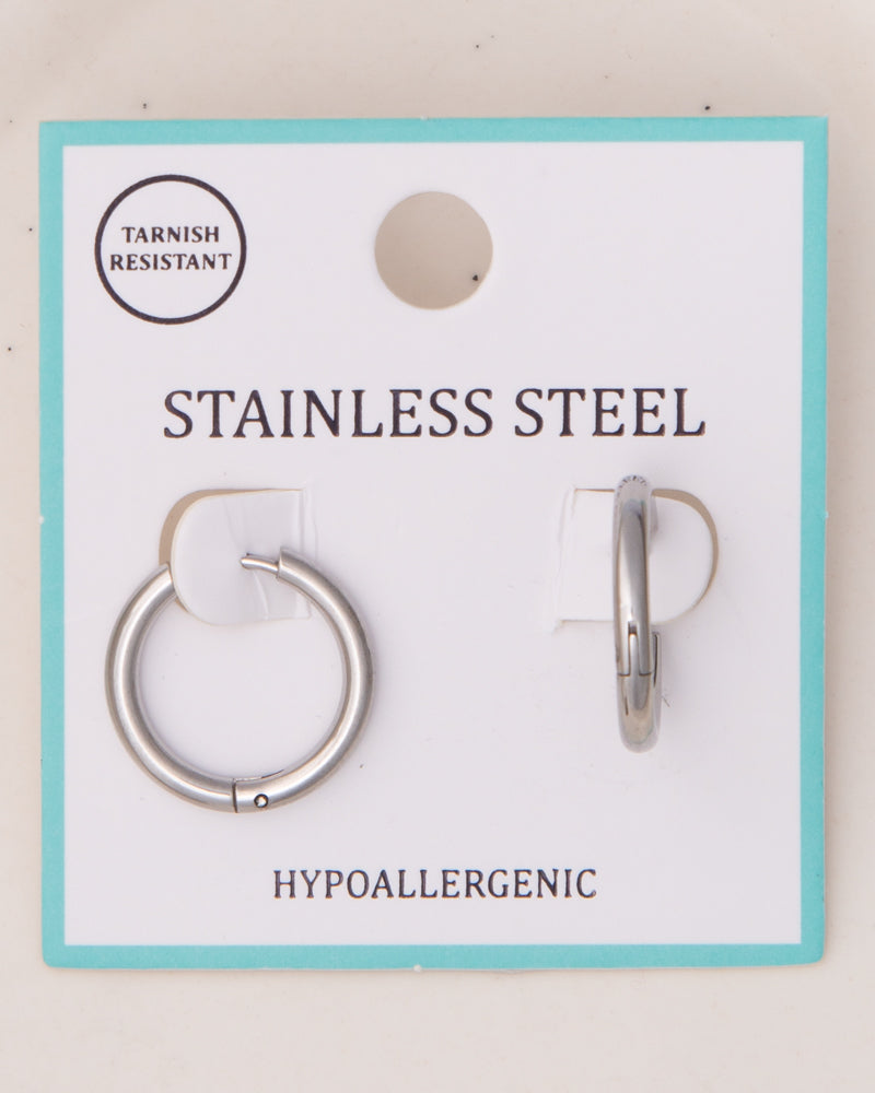 Chole Click Top Huggie Hoop Earrings | Silver