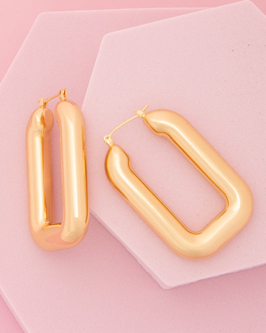 Eden Polished Hoop Earrings in Yellow or White Gold Plating | Gold