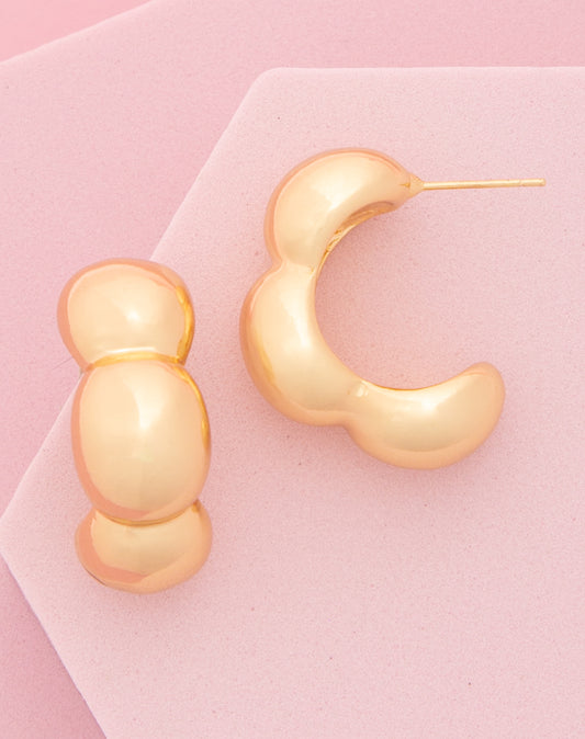 Abigail Puffy Hoop Post Earrings in Yellow or White Gold Plating | Gold