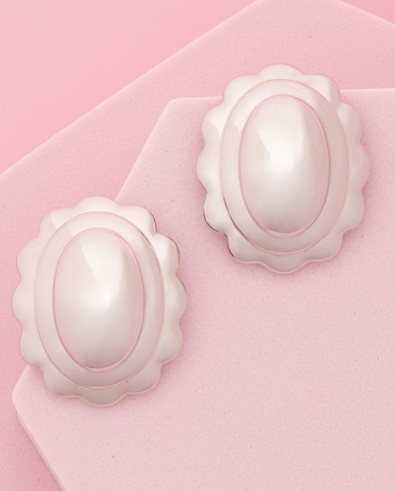 Ivy Scallop-Edged Oval Dome Post Earrings
