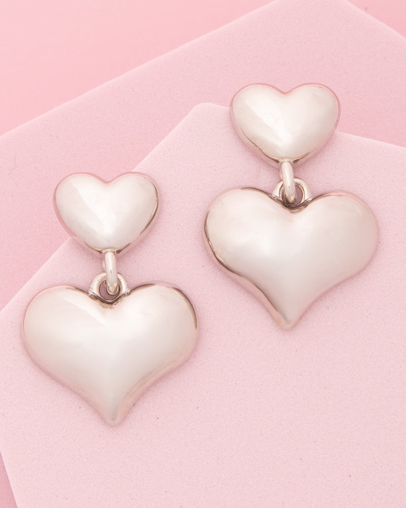 Emilia Polished Puffy Heart Post Dangle Earrings
