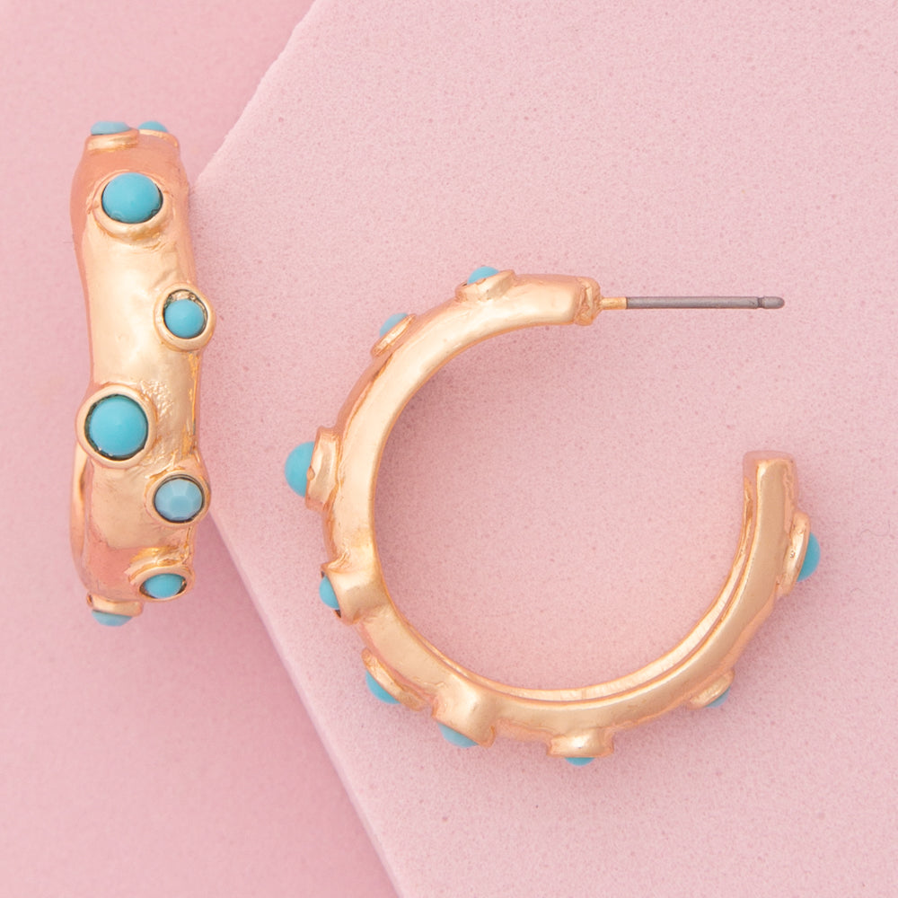 Alina C-Hoop Post Earrings Featuring Bezel-Set Earrings