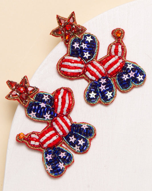 Brenda Crystal Sequin & Seed Beaded Balloon Dog Post Dangle Earring