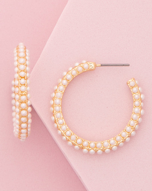 Valentina Pearl Caviar Open Hoop Post Earrings