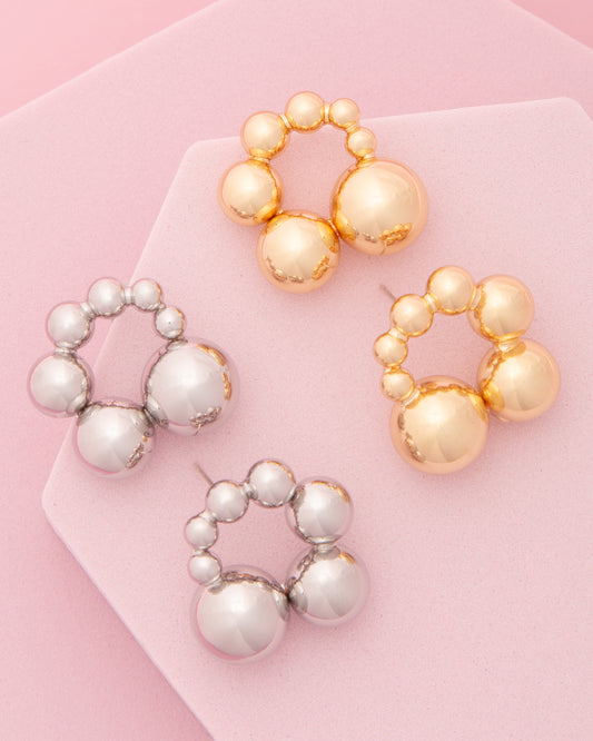 Sutton Ball Beaded Hoop Post Earrings