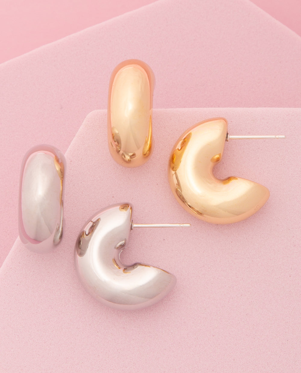 Celeste Elbow Macaroni Huggie Hoop Post Earrings