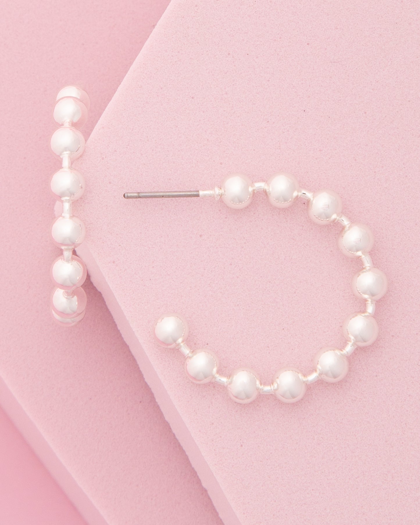 Serena Ball Beaded Open Hoop Post Earrings