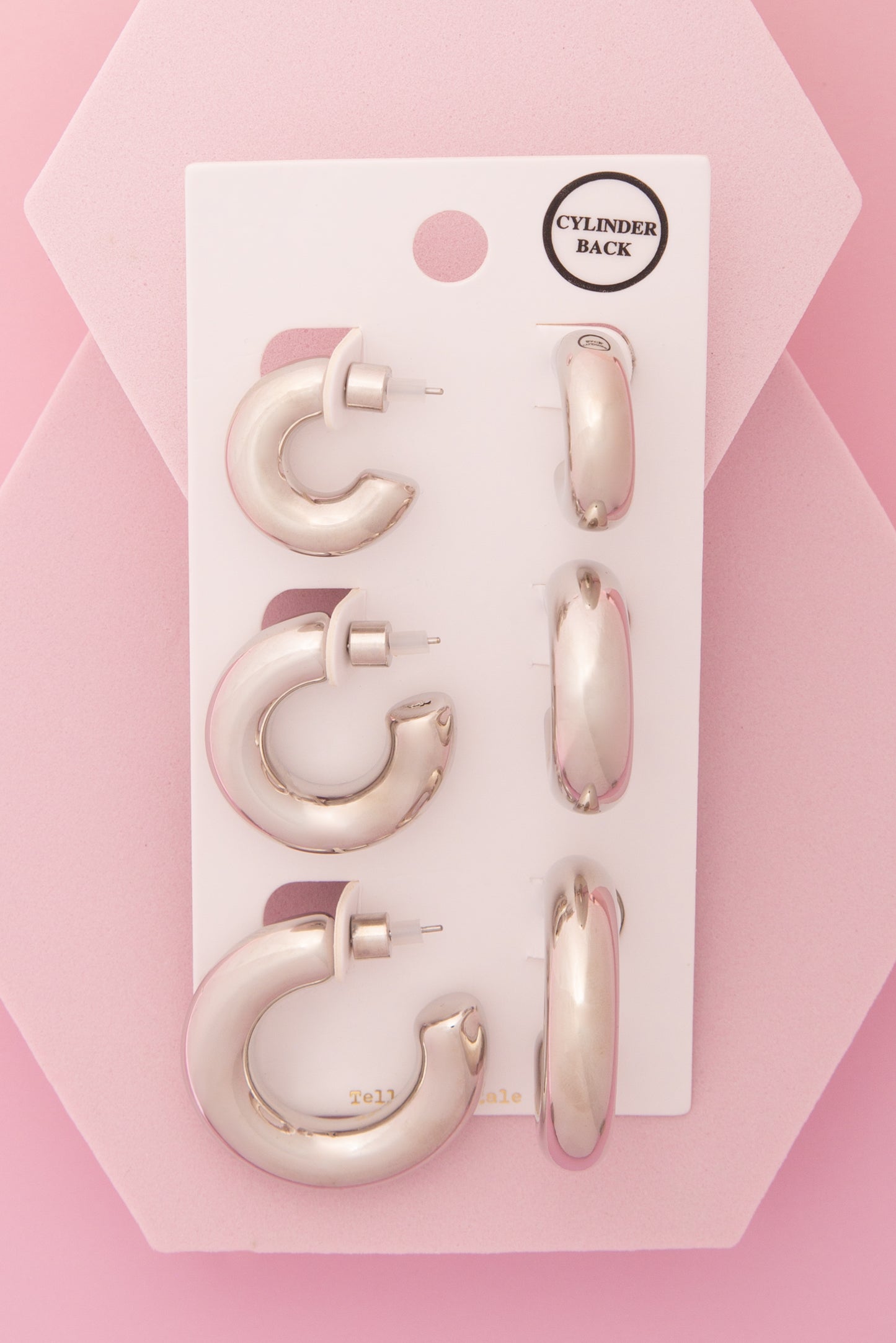 Aurelia 3 Pair C-Shape Hoop Earring Set with Cylinder Backings