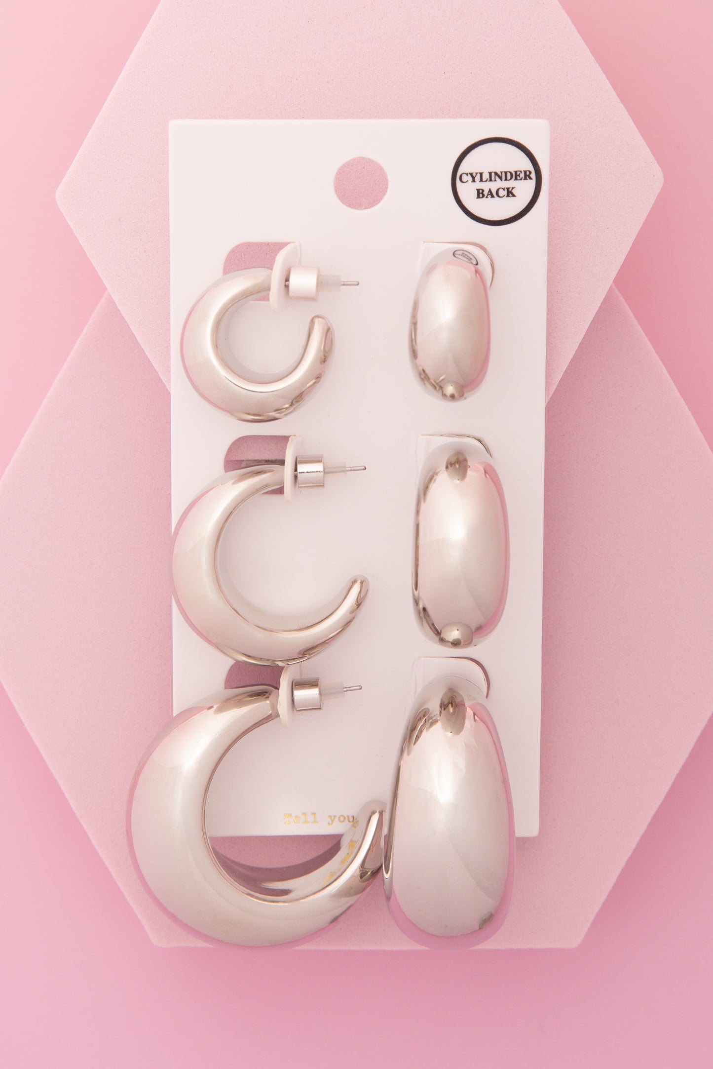 Ariyah 3 Pair Crescent Shape Hoop Earring Set with Cylinder Backing