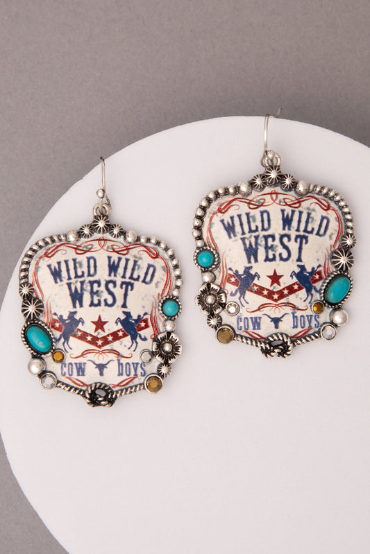 Katelyn Wild Wild West Turquoise Rhinestone Embellished Earrings
