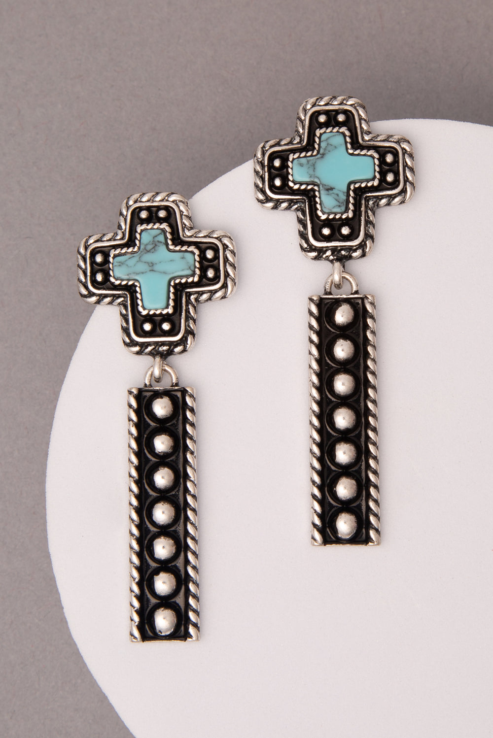 Scout Western Bubble Cross Turquoise Dangle Earrings
