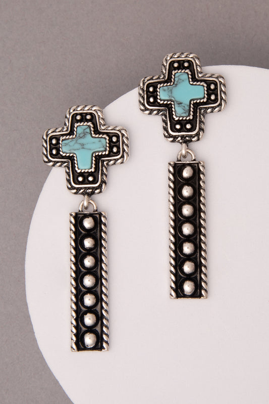 Scout Western Bubble Cross Turquoise Dangle Earrings