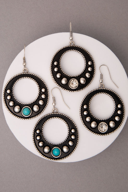Romy Western Rigidized Open Round Post Dangle Earrings