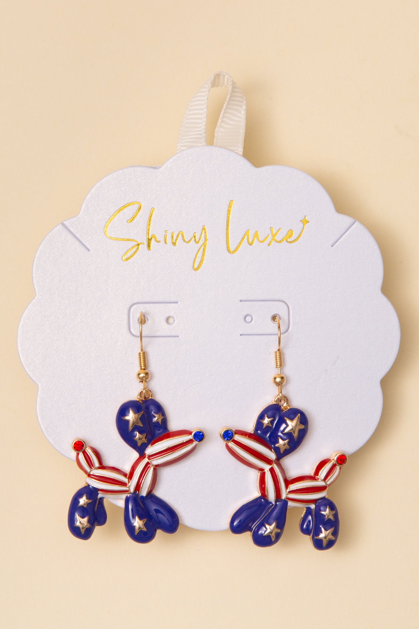 Raelynn USA Flag Themed Enamel Balloon Dog Dangle Earrings