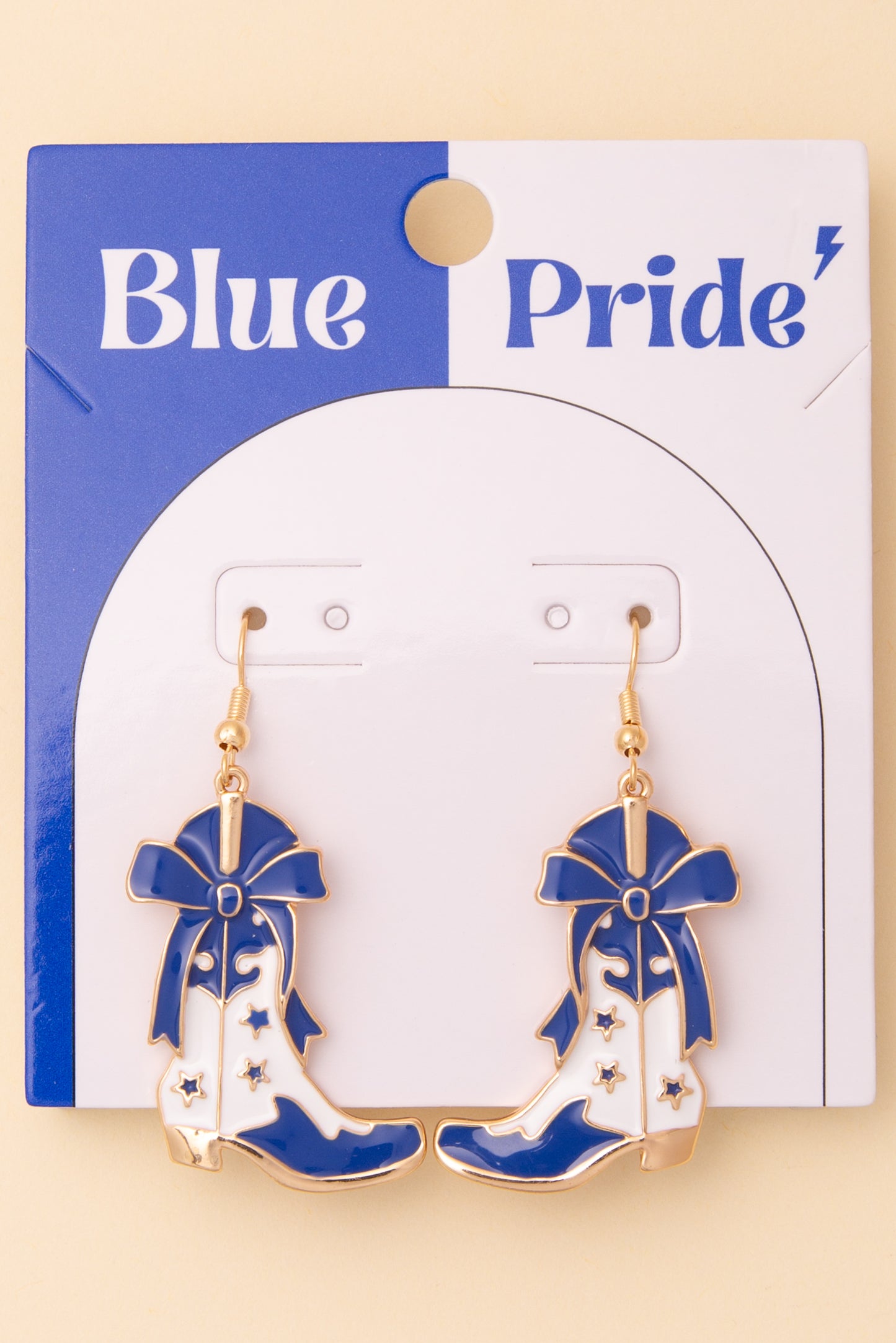 Hailey Game Day Western Two-Tone Enamel Cowboy Boot Dangle Earrings