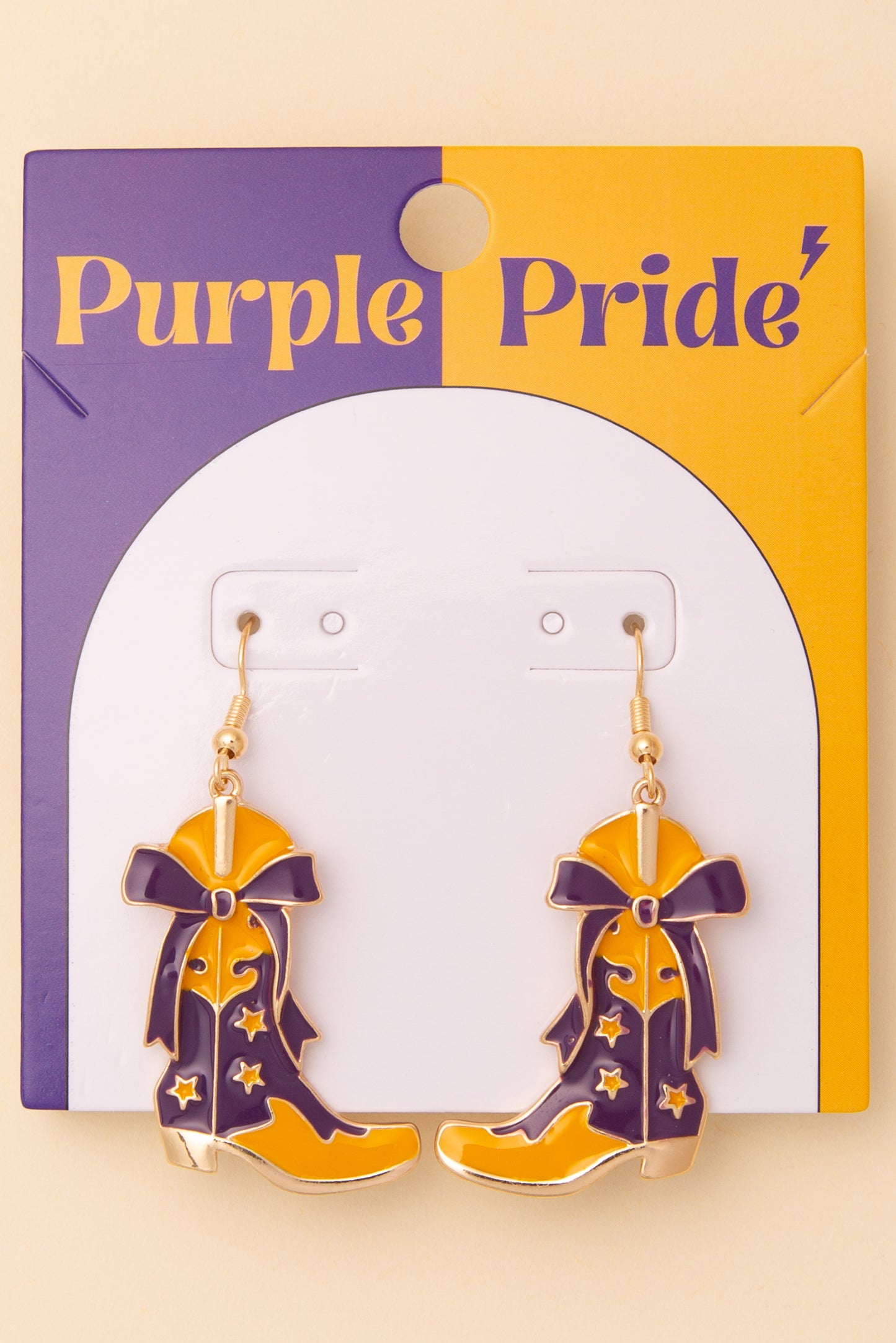 Hailey Game Day Western Two-Tone Enamel Cowboy Boot Dangle Earrings