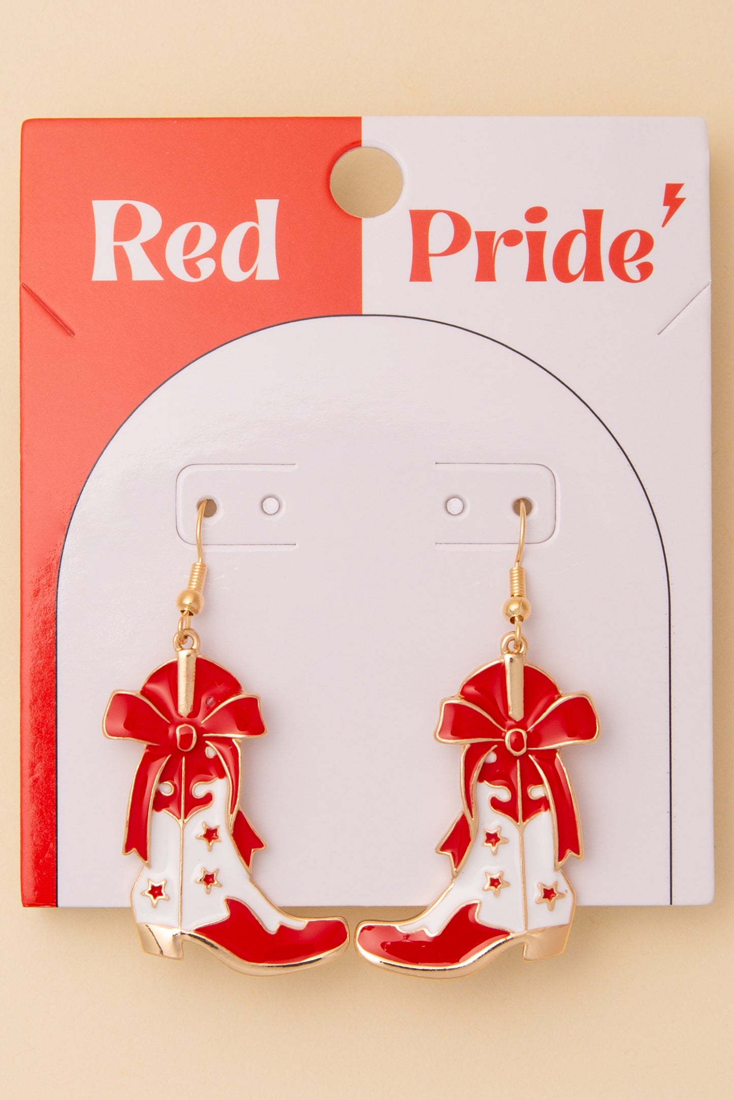 Hailey Game Day Western Two-Tone Enamel Cowboy Boot Dangle Earrings