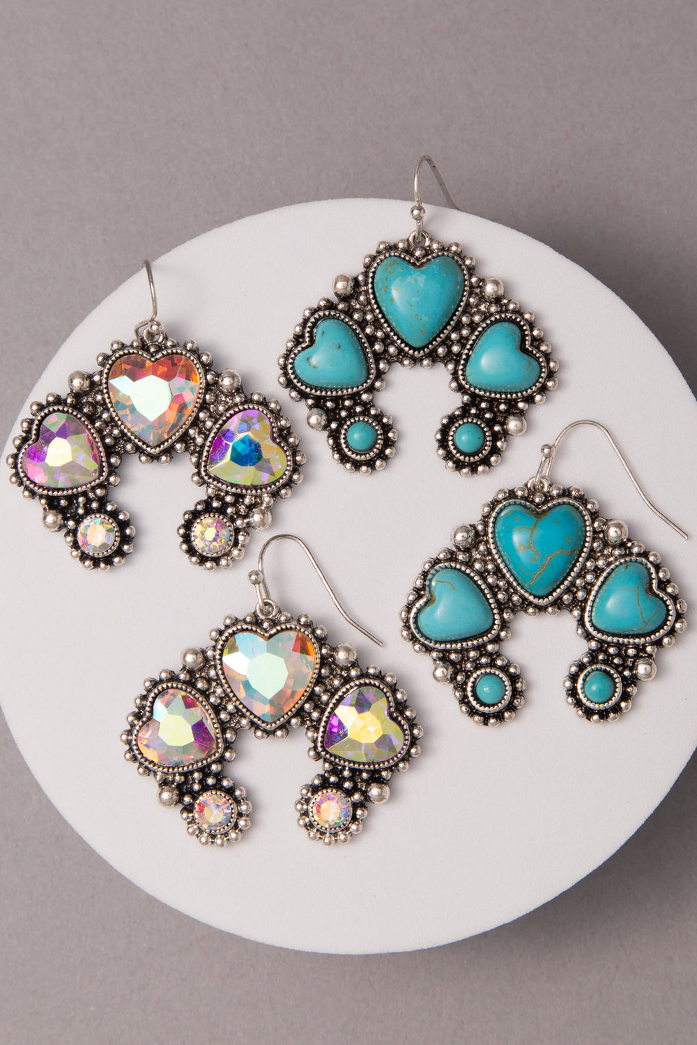 Valerie Western Heart Squash Blossom Dangle Earrings