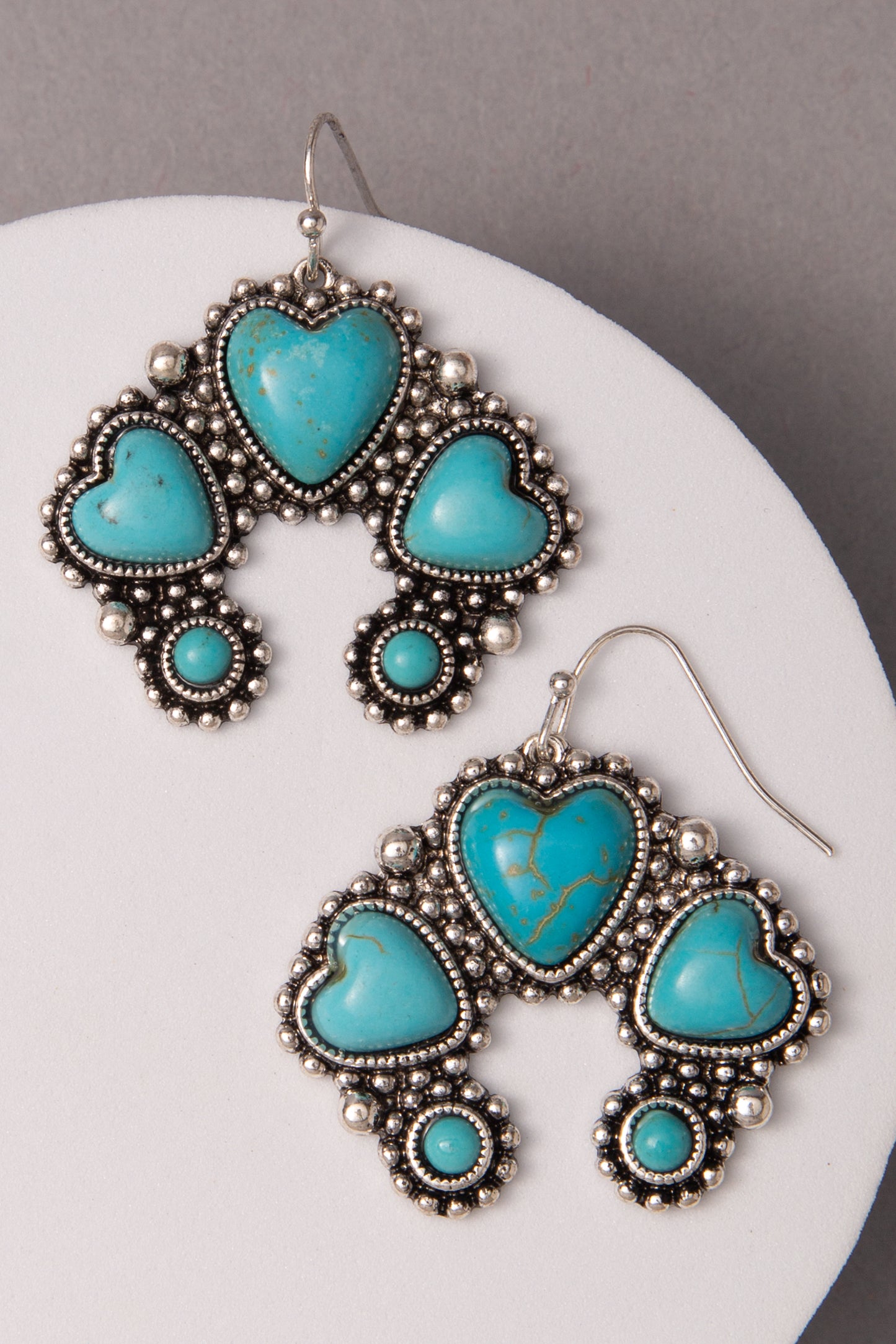 Valerie Western Heart Squash Blossom Dangle Earrings