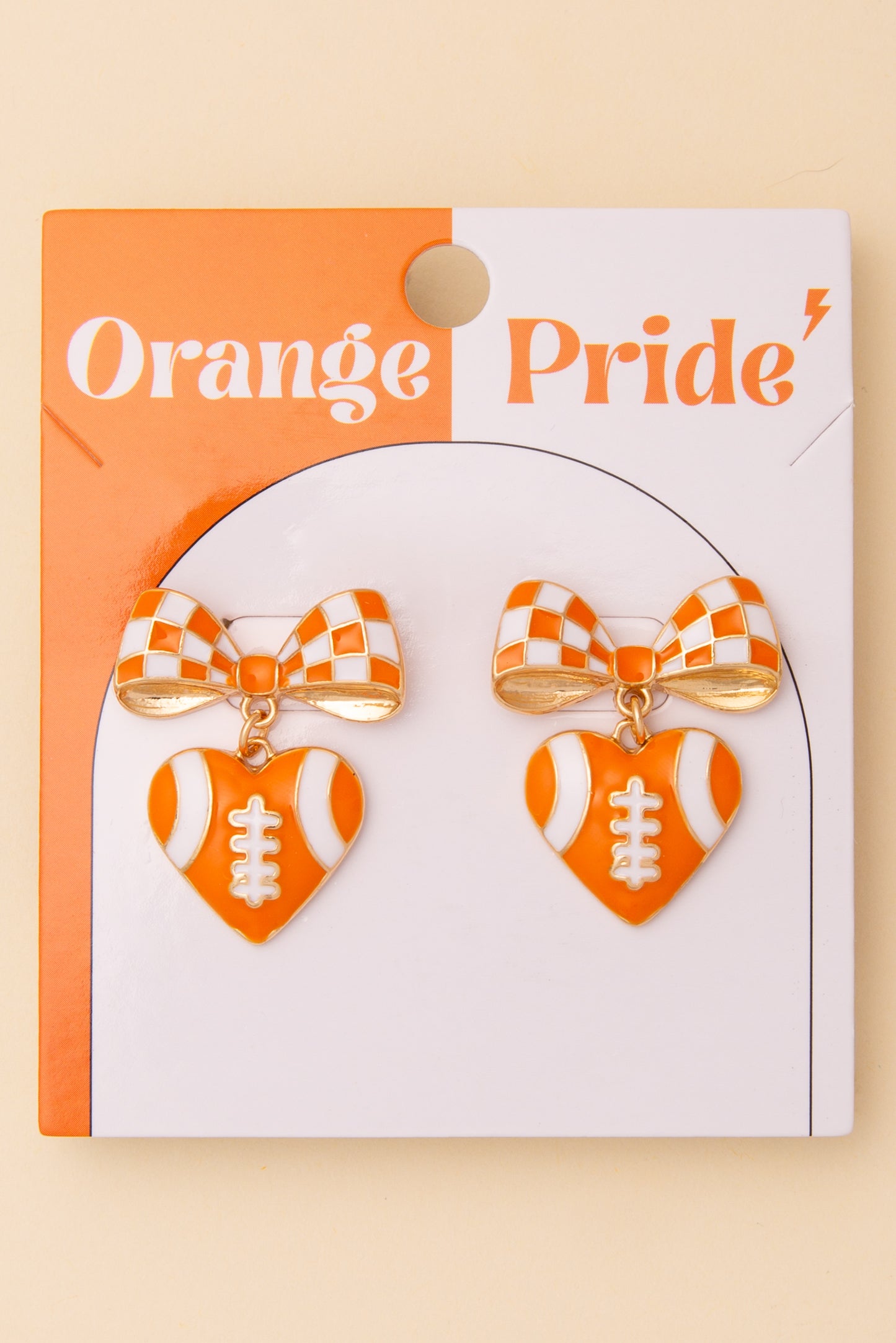 Kinsley Enamel Heart and Heart-Shaped Football Post Dangle Earrings