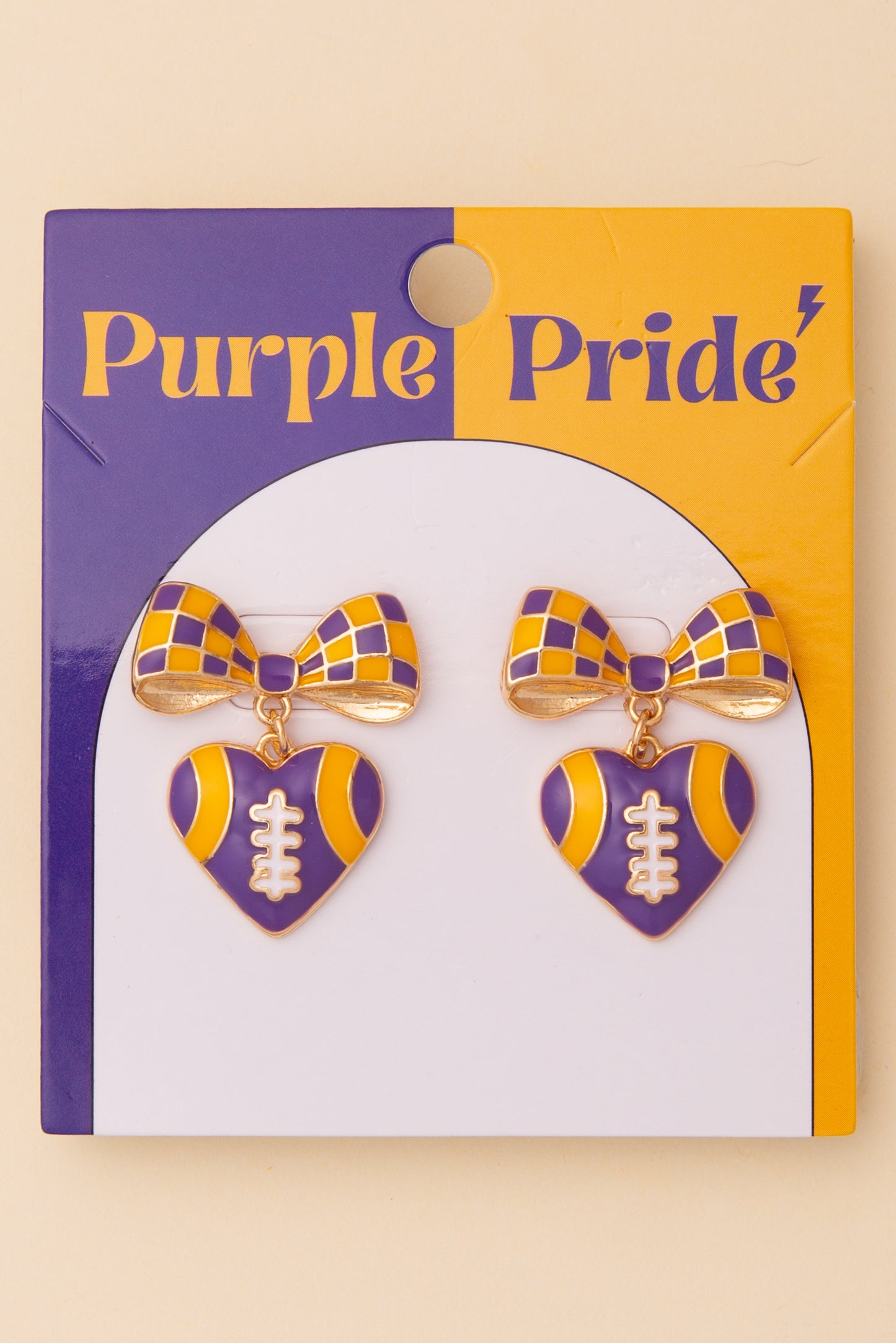 Kinsley Enamel Heart and Heart-Shaped Football Post Dangle Earrings