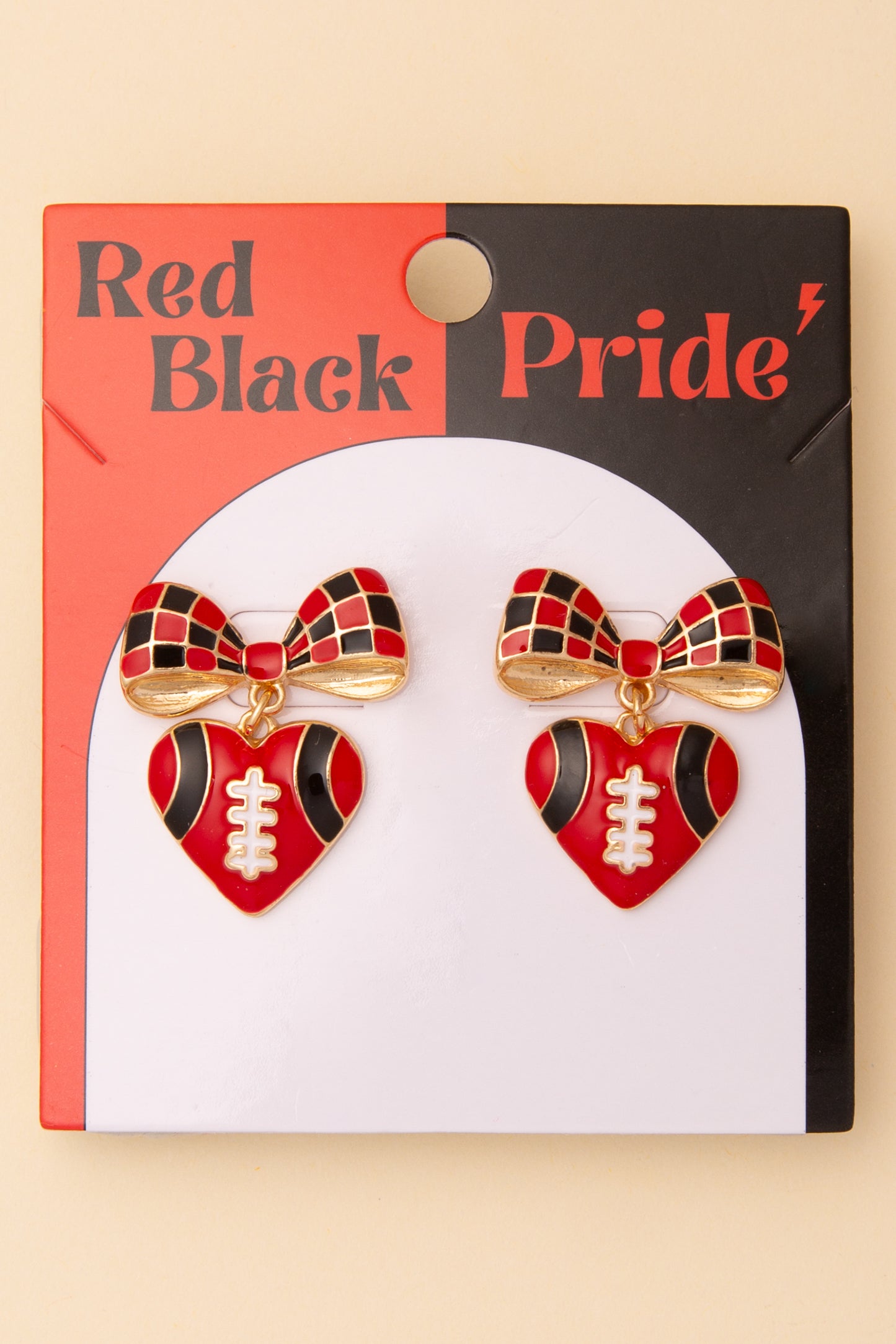 Kinsley Enamel Heart and Heart-Shaped Football Post Dangle Earrings