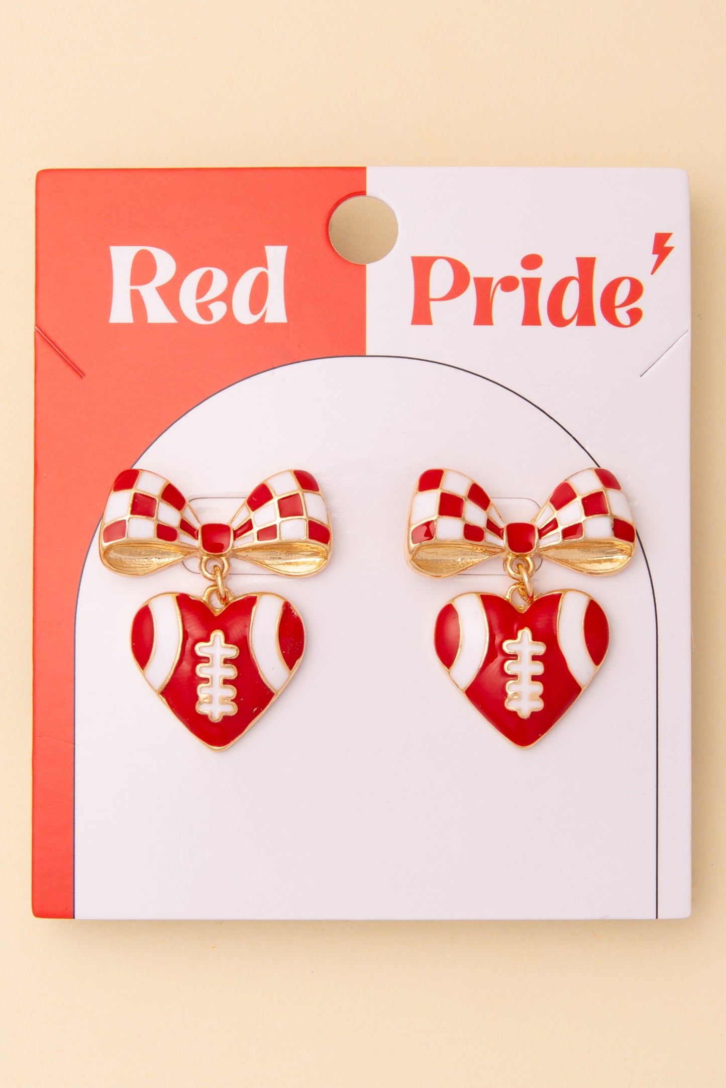 Kinsley Enamel Heart and Heart-Shaped Football Post Dangle Earrings