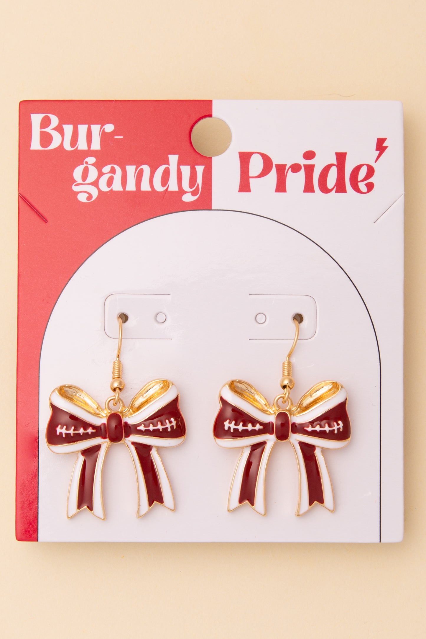 Anna Game Day Enamel Chevron Bow Ribbon Dangle Earrings