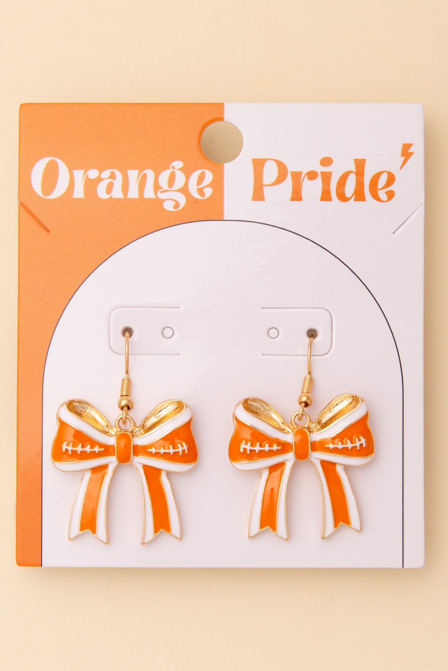 Anna Game Day Enamel Chevron Bow Ribbon Dangle Earrings
