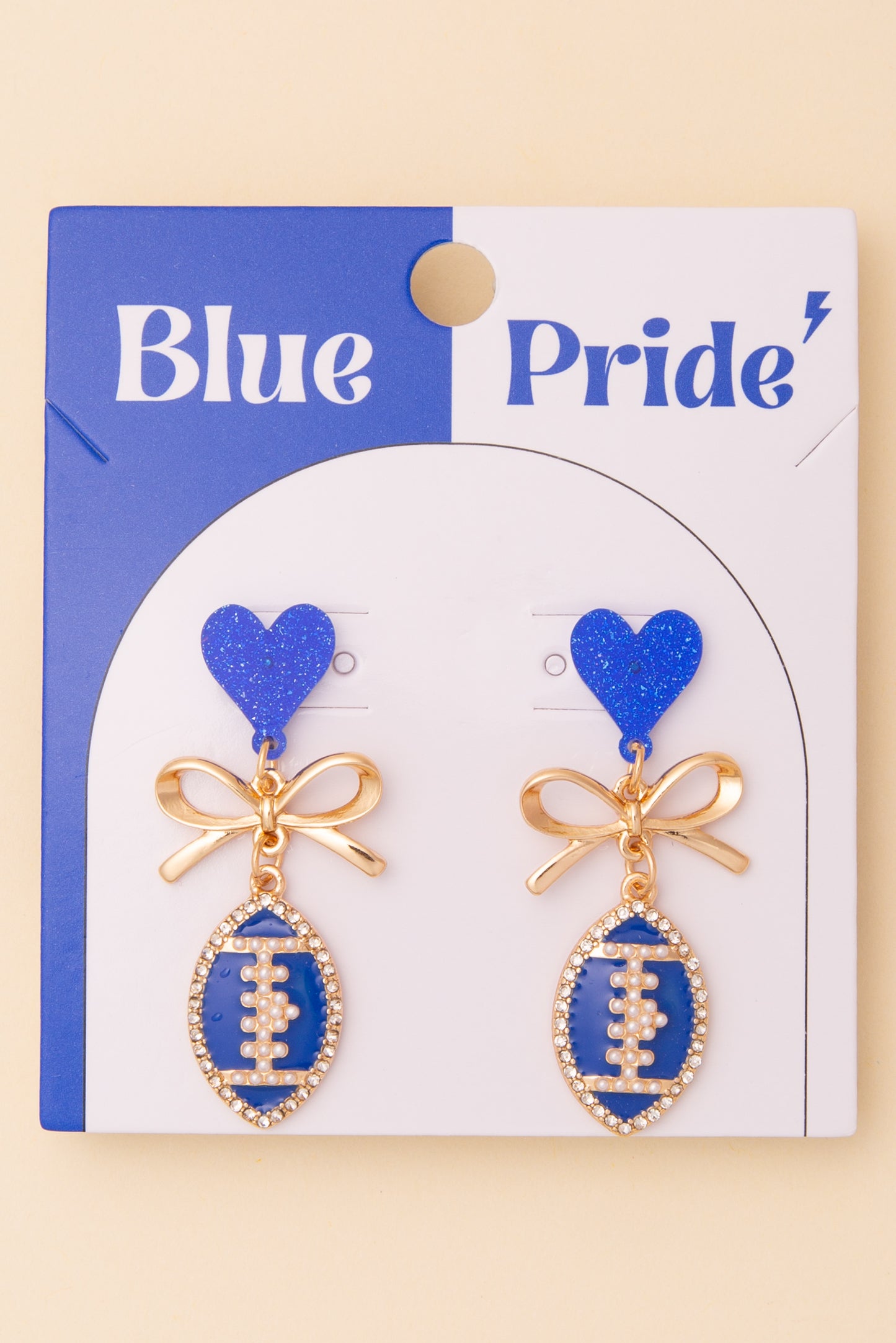 Eliza Game Day Enamel Heart Football Post Dangle Earrings